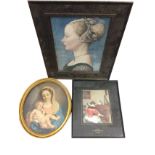 An oak framed Medici Society print - Portrait of an Unknown Lady; an oval old master style