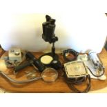 A Carl Zeiss optical torch type instrument with control panel; another electrical optical piece by