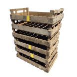 Six rectangular 2ft 6in agricultural produce trays with slatted bases. (29.75in x 17.75in x 6.