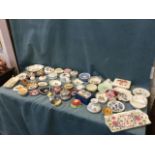 Miscellaneous small trinket boxes & covers, pin trays, Wedgwood, Hummel, ashtrays, a Coalport