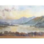 Oil on board, signed with initials ENB and dated 1900, Scottish loch landscape, inscribed to verso