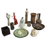 A 2007 Royal Worcester figurine of The Queen; eight pieces of studio pottery - stoneware,