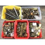 A quantity of cabinet fittings from a restorers workshop - brass, finials, copper, bakelite,