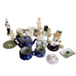 A Wedgwood blue jasperware three-piece teaset with hallmarked silver mounts; and miscellaneous other