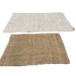 A rectangular contemporary leather & string rug woven with natural rope & cotton 96in x 61in; and