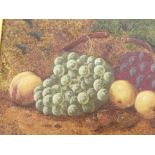 Late nineteenth century oil on canvas, still life with fruit on bank, unsigned & framed. (13.5in x