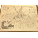 A plan of Newmarket from the 1787 plate, with key to the stables owned by Noblemen & Gentlemen,