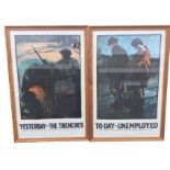 A pair of reproduction pine framed posters published by the Labour Party, Yesterday the Trenches