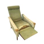A 60s upholstered armchair, possibly by Habitat, with reclining button back and sprung seat framed