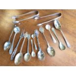 A collection of miscellaneous hallmarked silver spoons - coffee, Dutch, commemorative, mustard, a