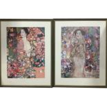 G Klimt, lithographic coloured prints, a pair, Portrait of a Lady and The Dancer, Nouvelle Galerie