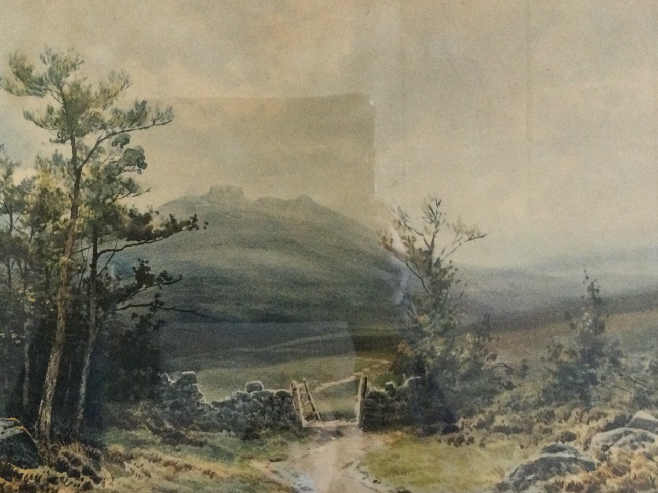 A pair of lithographic landscape prints, mounted & gilt framed. (15.5in x 10in) (2) - Image 3 of 3