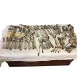 A quantity of silver plated, stainless steel & chrome flatware - knives, forks, spoons, etc - mainly