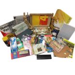 An artists paintbox full of oil paints, etc; and a quantity of artists materials including