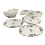 A set of three oval and one rectangular Minton floral side dishes decorated in the Marlow pattern;