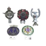 A collection of car badges/mascots, some enamelled - Order of the Road, Navy League Keep Watch, CSMA