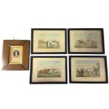 A set of four nineteenth century numbered hunting prints after Henry Allen in ebonised frames; and a