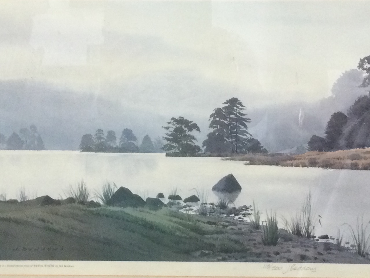 Jack Beddows, lithograph landscape print of Rydal Water, the limited edition signed & numbered in - Image 2 of 3