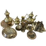 A quantity of silver plate including trays, napkin rings, an oval gadrooned tureen & cover, goblets,
