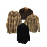 A lined ladies mink cape; a black fur jacket by Moray Glasser of Glasgow - lined; a lined Korean
