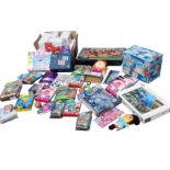 A box of assorted toys and games - Tabletop Football, Scatter Brainz, Mr Frosty, Top Trumps, Kidz