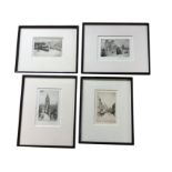 Huardel-Bly, a set of four etchings of old Newcastle - The Keep, Blacket Street, St Nicolas