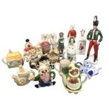 Miscellaneous ceramics including a collection of ten novelty teapots, a pair of wally dogs,