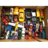 A quantity of Corgi, Matchbox & other toy cars, trucks, tractors, one plane, racing cars, etc. (44)