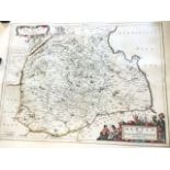 A seventeenth century Timothy Pont map of The Merce of Berwick, the hand coloured plate with latin