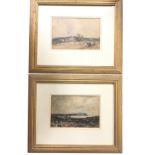 Nineteenth century Scottish school, watercolours, a pair, landscape with distant village with