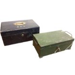 An Asprey leather mounted travelling box with bramhah lock & brass mounts; and a George VI 1937