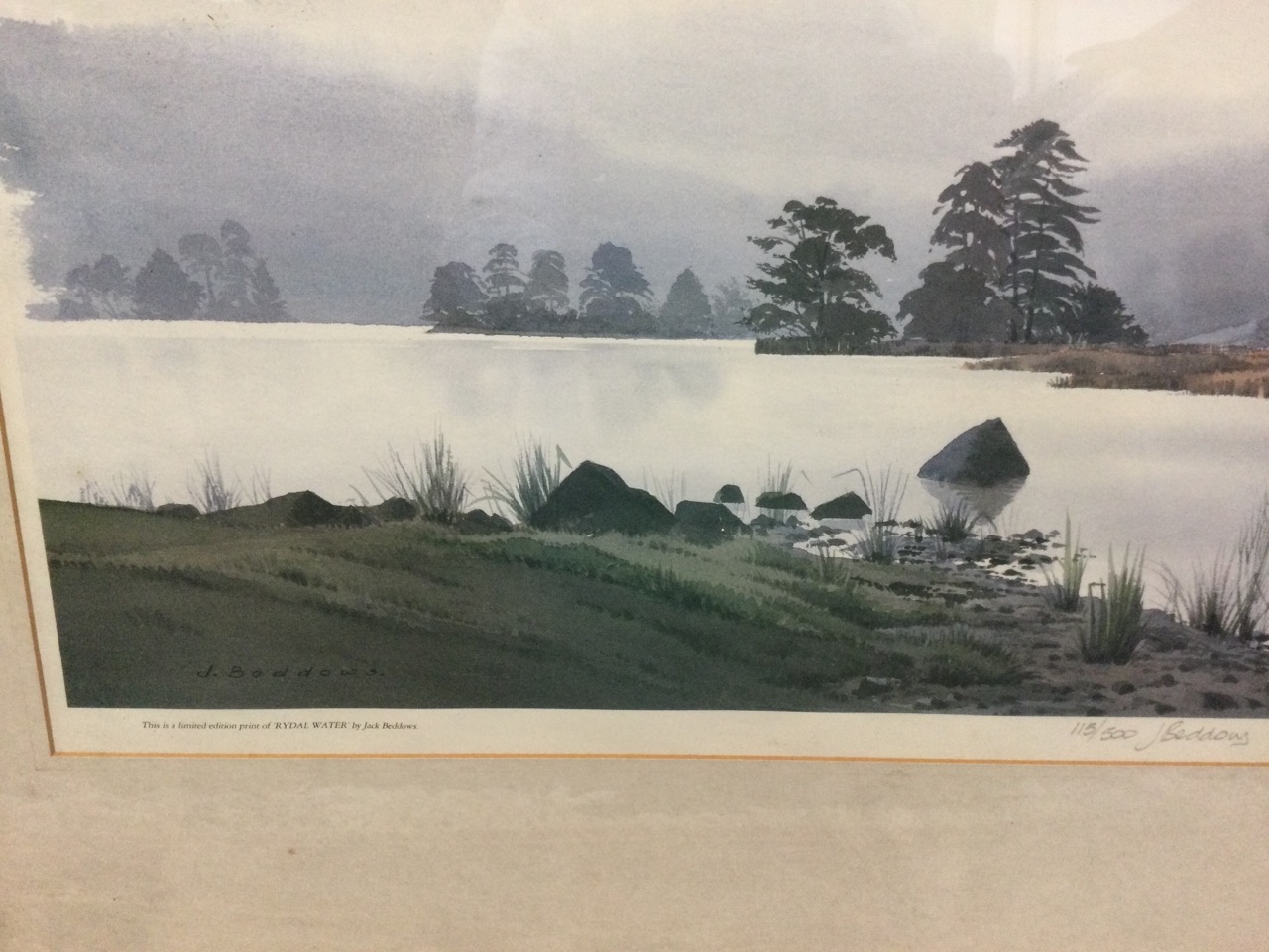 Jack Beddows, lithograph landscape print of Rydal Water, the limited edition signed & numbered in - Image 3 of 3
