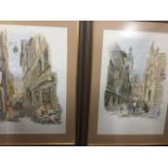 Frank Nichols, a pair, lithographic prints of Rouen street scenes, mounted & framed. (17in x 24in)