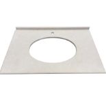 A contemporary marble washbasin surround with rectangular panel cut for bowl. (37in x 24in)
