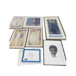 Miscellaneous prints - a set of three art nouveau style by D & J Vaughan, a large Mucha in gilt