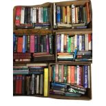 Six boxes of books - novels, biographies, reference philosophy, cookery, Christianity, some folio
