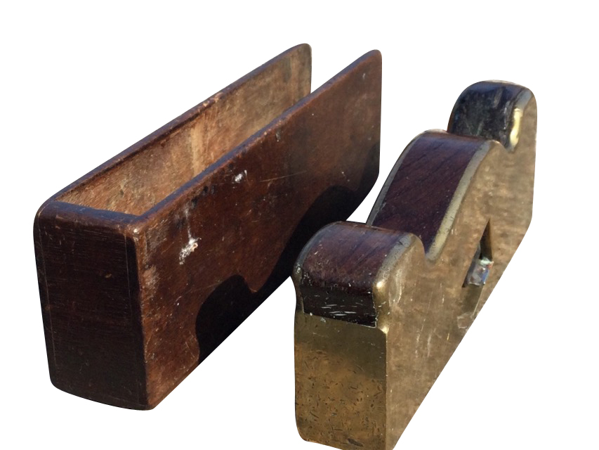A Victorian mahogany cased brass plane by Sorby of Sheffield, the shaped tool with steel blade in