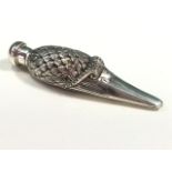 A solid silver perfume bottle modelled as a stylised swans head, having ball screw stopper and
