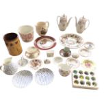 Miscellaneous ceramics including a pair of Ridgeway coffee pots, a Staffordshire pink floral