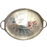 A large oval silver plated Cutters Sailing Race presentational tray dated 1888, presented by WM