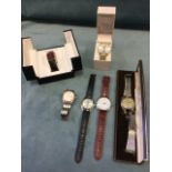 Six gents wristwatches - Seiko, Slazenger, stainless steel, Diamond & Co, Rotary stainless, and