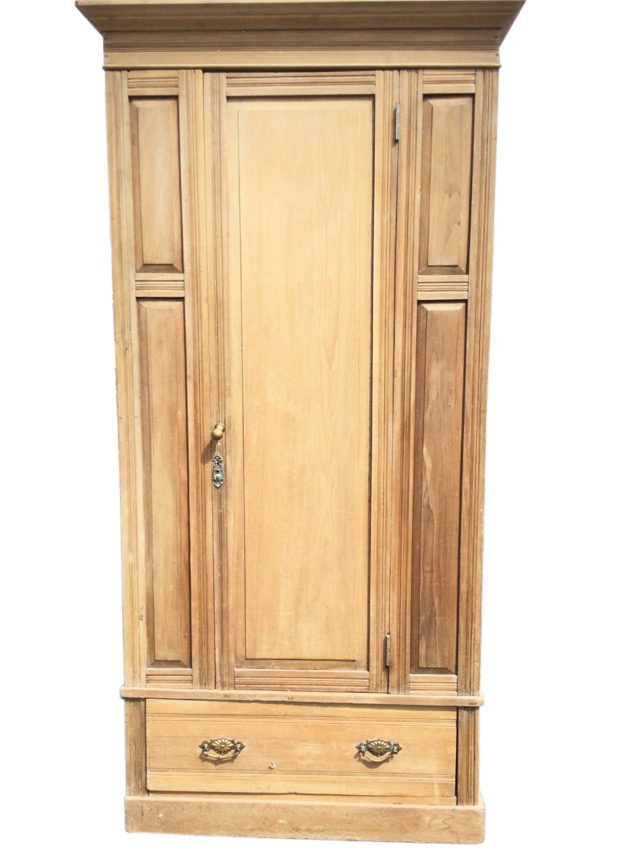 A late Victorian satin walnut wardrobe with moulded ogée cornice above a reeded frieze, the