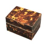 A rectangular nineteenth century style faux tortoiseshell hardwood box with brass hinges, and