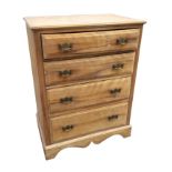 A late Victorian satin walnut chest of four long fielded panelled graduated drawers mounted with