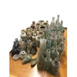 Dug-up bottles & pots, a collection including cream jars, medicine bottles, storage jars, beer