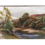 Harry Sticks, watercolour, river landscape with trees, signed, label to verso inscribed The Tyne