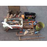 Miscellaneous hand tools including files, pliers, cutters, hammers, screwdrivers, wire brushes,