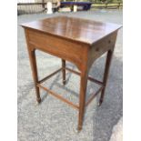 An Edwardian oak side table inlaid with chequered boxwood & ebony stringing, the rectangular top