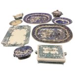 Miscellaneous Victorian blue & white ceramics including two nineteenth century small tureens &