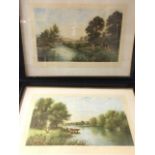 Elwin Edwards, a pair, late Victorian coloured river landscape prints titled A June Morning and